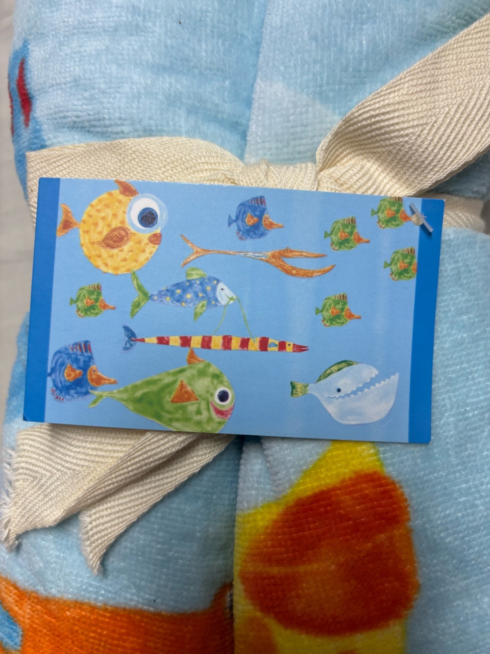 Pottery Barn Kids Fish Beach Wrap Towel 100% cotton